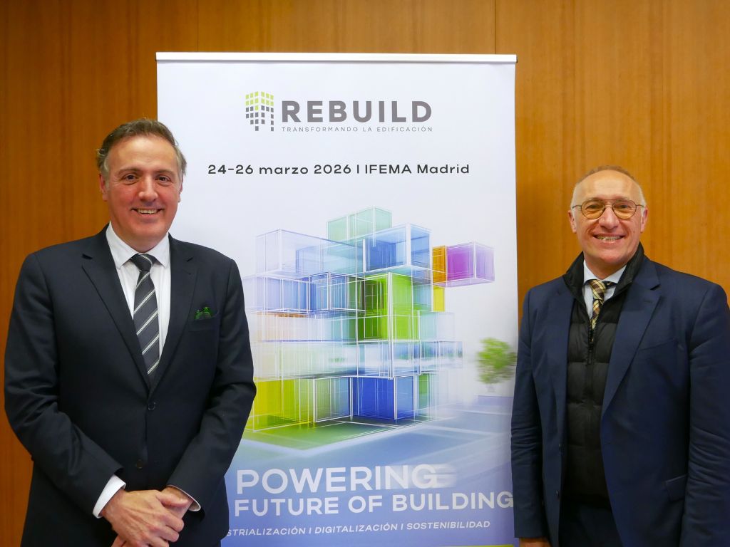 David Martínez, presidente de REBUILD, junto a Ignasi Pérez-Arnal, director del Congreso de Arquitectura Avanzada y Construcción 4.0.